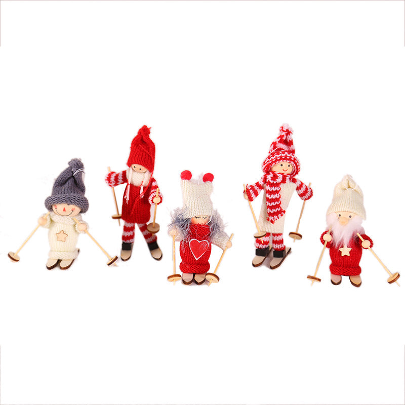 Wholesale Christmas Decorations Ornaments Wooden Ski Dolls Dolls